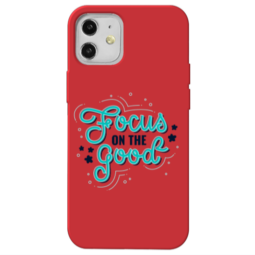 Apple iPhone 12 Focus On The Good Red Colored Silicone TPU Θήκη