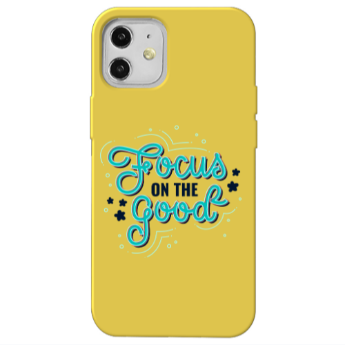 Apple iPhone 12 Focus On The Good Yellow Colored Silicone TPU Θήκη