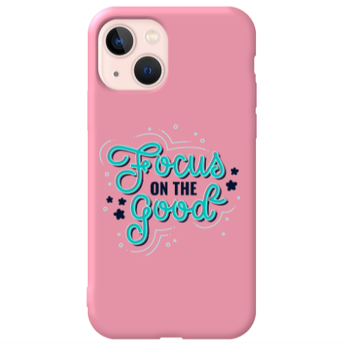Apple iPhone 13 Focus On The Good Pink Colored Silicone TPU Θήκη