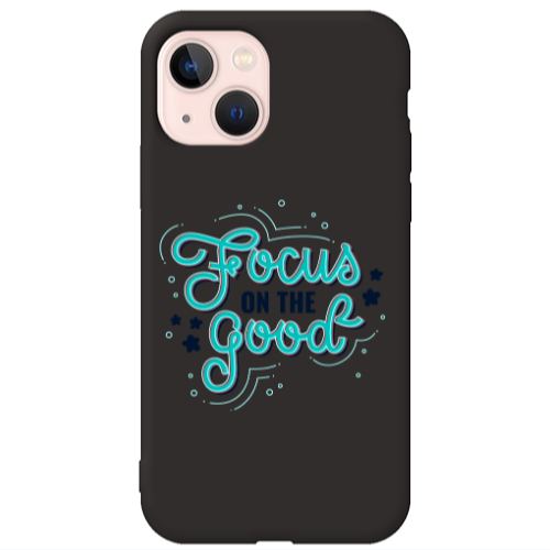 Apple iPhone 13 Focus On The Good Black Colored Silicone TPU Θήκη
