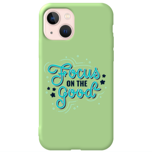 Apple iPhone 13 Focus On The Good Light Green Colored Silicone TPU Θήκη