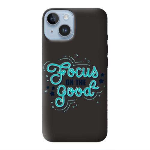 Apple iPhone 14  Focus On The Good Black Colored Silicone TPU Θήκη