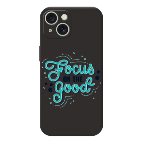 Apple iPhone 15 Focus On The Good Black Colored Silicone TPU Θήκη