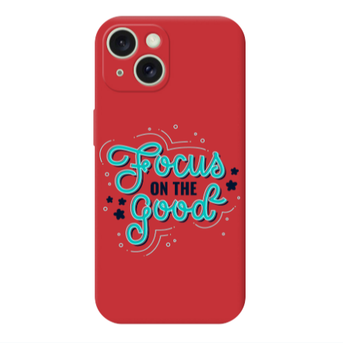 Apple iPhone 15 Focus On The Good Red Colored Silicone TPU Θήκη