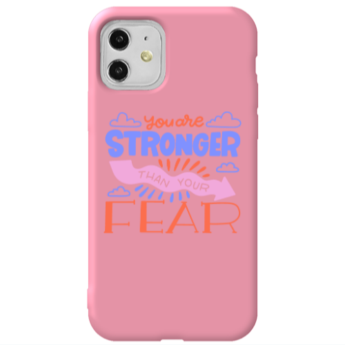 Apple iPhone 11  You are Stronger Pink Colored Silicone TPU Θήκη