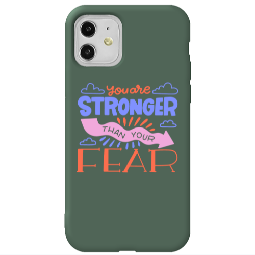 Apple iPhone 11  You are Stronger Dark Green Colored Silicone TPU Θήκη