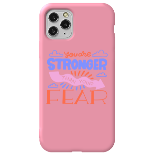 Apple iPhone 11 Pro You are Stronger Pink Colored Silicone TPU Θήκη