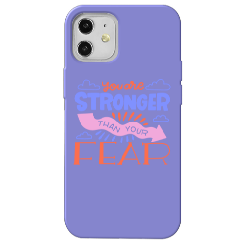 Apple iPhone 12 You are Stronger Purple Colored Silicone TPU Θήκη