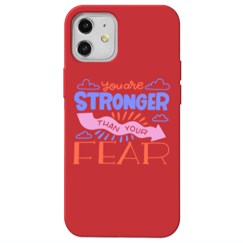 Apple iPhone 12 You are Stronger Red Colored Silicone TPU Θήκη
