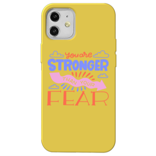 Apple iPhone 12 You are Stronger Yellow Colored Silicone TPU Θήκη