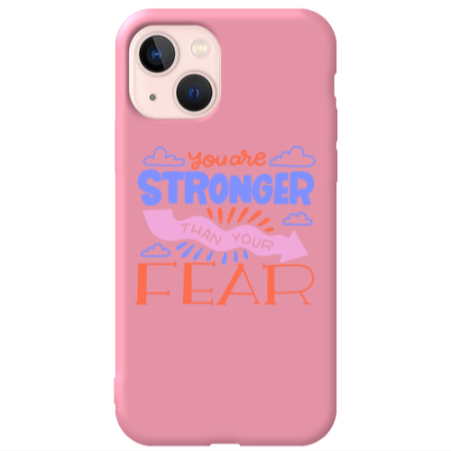 Apple iPhone 13 You are Stronger Pink Colored Silicone TPU Θήκη