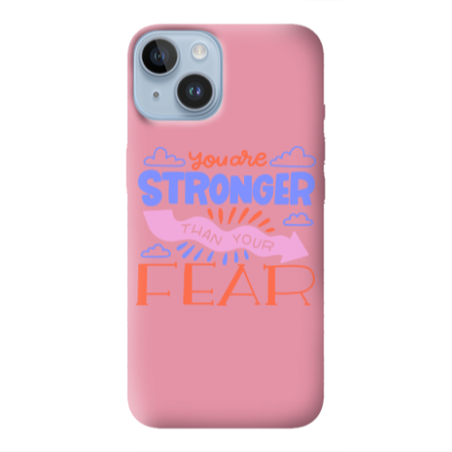 Apple iPhone 14  You are Stronger Pink Colored Silicone TPU Θήκη