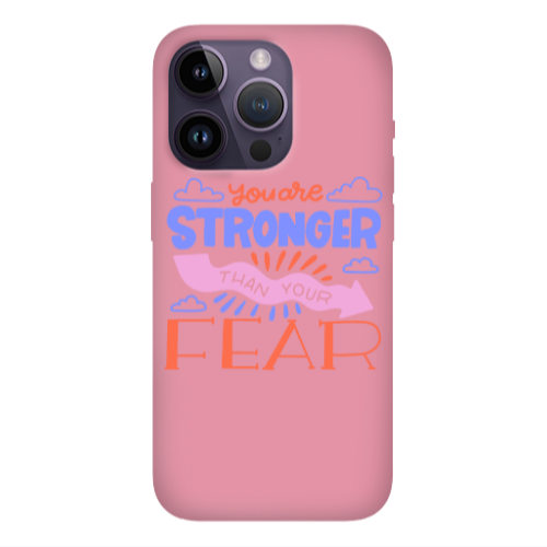 Apple iPhone 14 Pro  You are Stronger Pink Colored Silicone TPU Θήκη