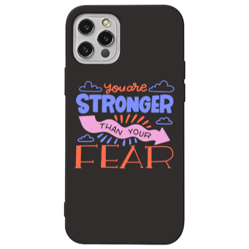 Apple iPhone 12 Pro You are Stronger Black Colored Silicone TPU Θήκη