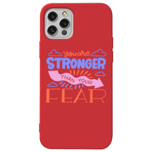 Apple iPhone 12 Pro You are Stronger Red Colored Silicone TPU Θήκη