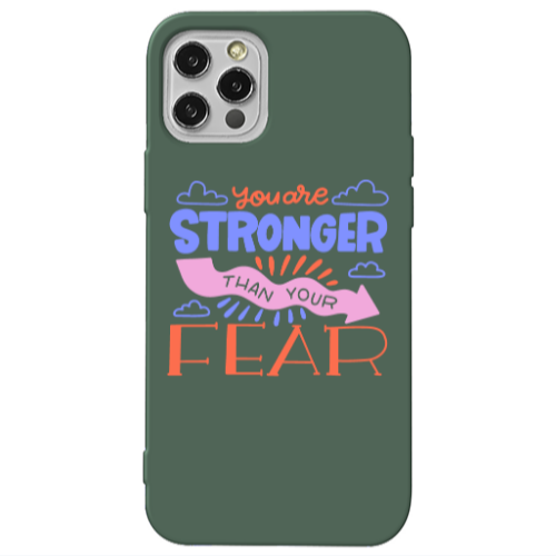 Apple iPhone 12 Pro You are Stronger Dark Green Colored Silicone TPU Θήκη