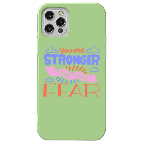 Apple iPhone 12 Pro You are Stronger Light Green Colored Silicone TPU Θήκη
