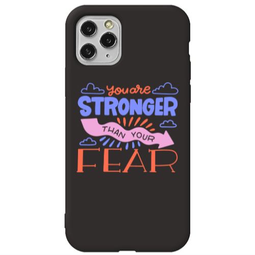 Apple iPhone 11 Pro Max You are Stronger Black Colored Silicone TPU Θήκη