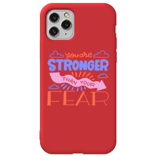 Apple iPhone 11 Pro Max You are Stronger Red Colored Silicone TPU Θήκη
