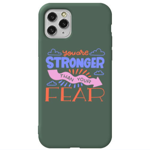Apple iPhone 11 Pro Max You are Stronger Dark Green Colored Silicone TPU Θήκη
