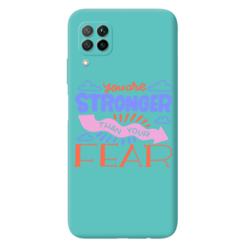 Huawei P40 Lite You are Stronger Turquoise Colored Silicone TPU Θήκη