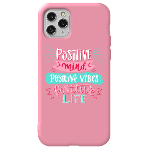 Apple iPhone 11 Pro Positive Mind Pink Colored Silicone TPU Θήκη