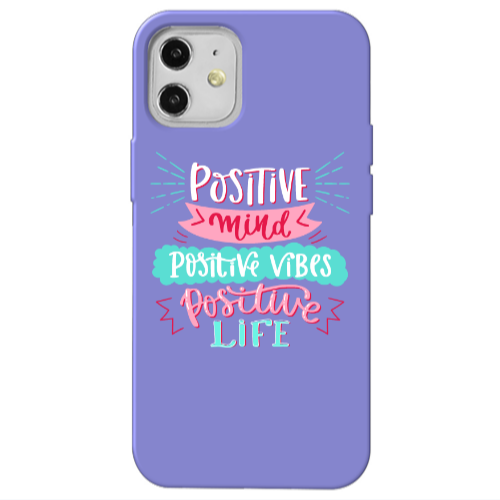 Apple iPhone 12 Positive Mind Purple Colored Silicone TPU Θήκη