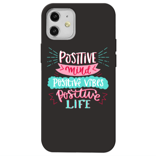 Apple iPhone 12 Positive Mind Black Colored Silicone TPU Θήκη