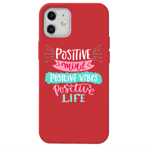 Apple iPhone 12 Positive Mind Red Colored Silicone TPU Θήκη