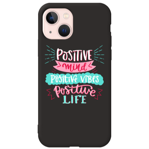 Apple iPhone 13 Positive Mind Black Colored Silicone TPU Θήκη