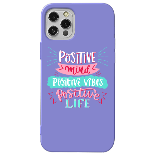 Apple iPhone 12 Pro Positive Mind Purple Colored Silicone TPU Θήκη