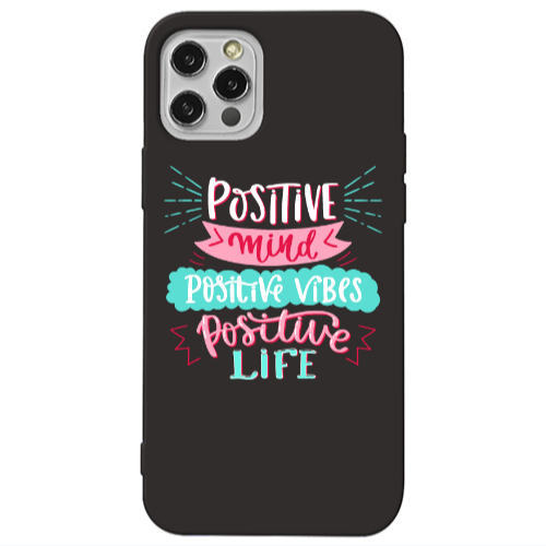 Apple iPhone 12 Pro Positive Mind Black Colored Silicone TPU Θήκη