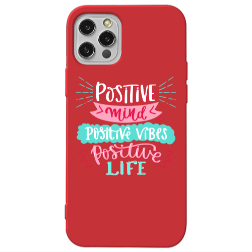 Apple iPhone 12 Pro Positive Mind Red Colored Silicone TPU Θήκη