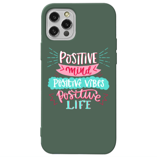Apple iPhone 12 Pro Positive Mind Dark Green Colored Silicone TPU Θήκη