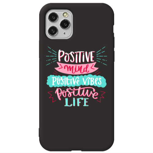 Apple iPhone 11 Pro Max Positive Mind Black Colored Silicone TPU Θήκη