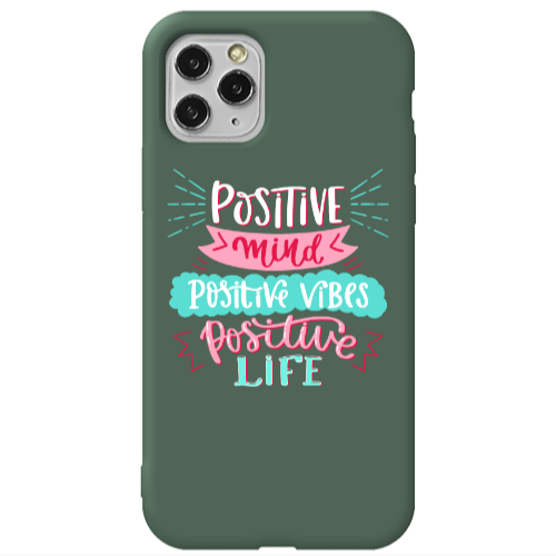 Apple iPhone 11 Pro Max Positive Mind Dark Green Colored Silicone TPU Θήκη