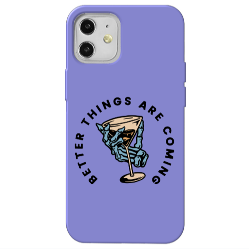 Apple iPhone 12 Better Things Are Coming Purple Colored Silicone TPU Θήκη