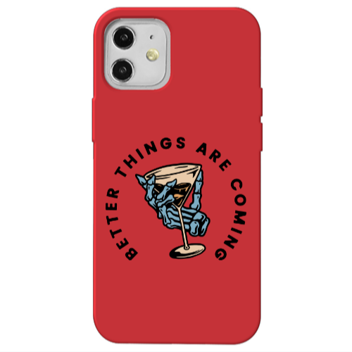 Apple iPhone 12 Better Things Are Coming Red Colored Silicone TPU Θήκη