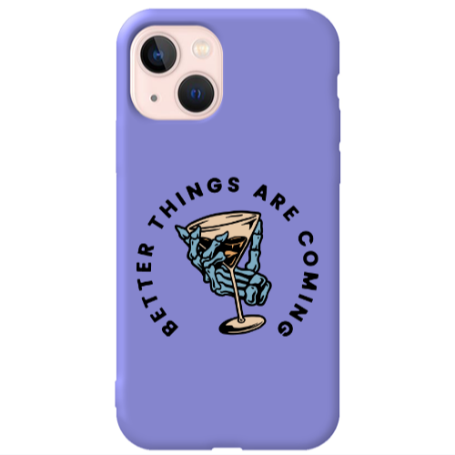 Apple iPhone 13 Better Things Are Coming Purple Colored Silicone TPU Θήκη