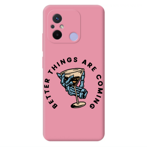 Xiaomi Redmi 12C Better Things Are Coming Pink Colored Silicone TPU Θήκη