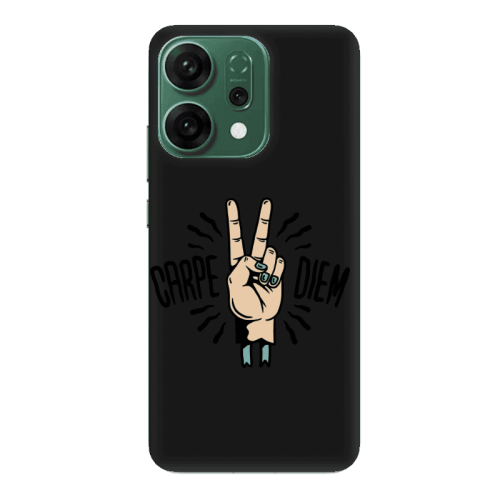 Oppo RENO 14 Carpe Two Diem Black Colored Silicone TPU Θήκη