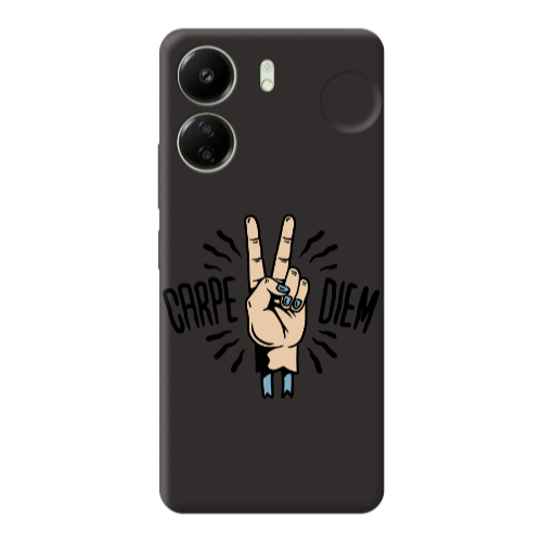 Xiaomi Redmi 13C Carpe Two Diem Black Colored Silicone TPU Θήκη