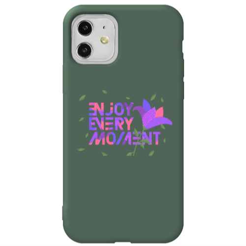 Apple iPhone 11  Enjoy Every Moment Dark Green Colored Silicone TPU Θήκη