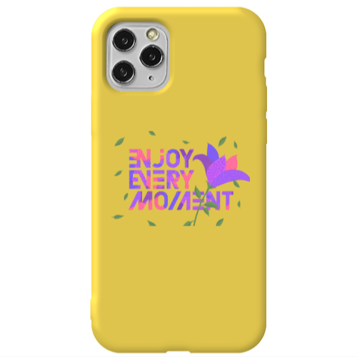 Apple iPhone 11 Pro Enjoy Every Moment Yellow Colored Silicone TPU Θήκη