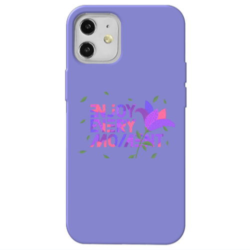 Apple iPhone 12 Enjoy Every Moment Purple Colored Silicone TPU Θήκη