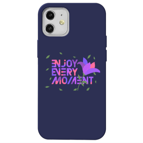 Apple iPhone 12 Enjoy Every Moment Dark blue Colored Silicone TPU Θήκη