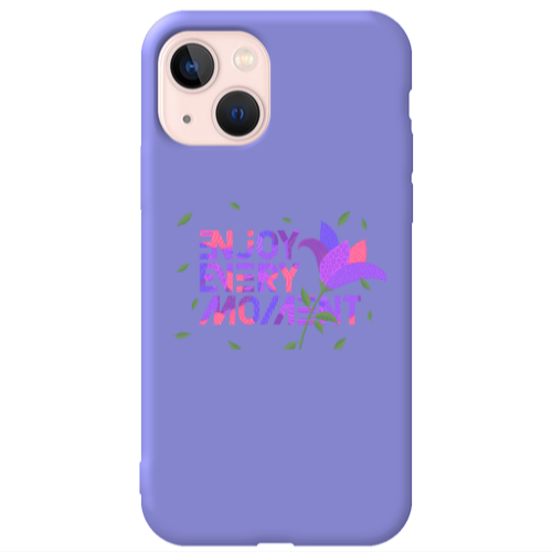 Apple iPhone 13 Enjoy Every Moment Purple Colored Silicone TPU Θήκη