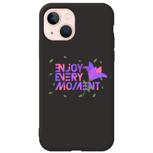Apple iPhone 13 Enjoy Every Moment Black Colored Silicone TPU Θήκη
