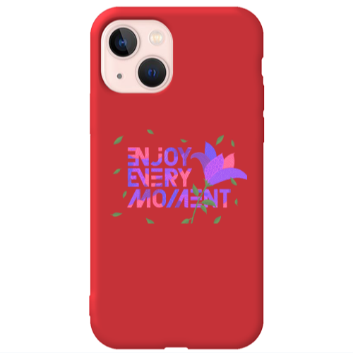 Apple iPhone 13 Enjoy Every Moment Red Colored Silicone TPU Θήκη