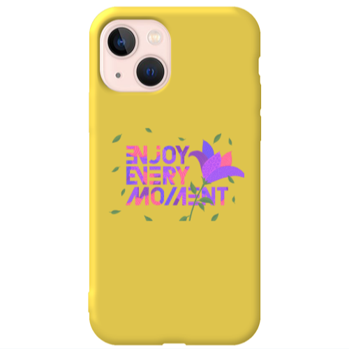 Apple iPhone 13 Enjoy Every Moment Yellow Colored Silicone TPU Θήκη
